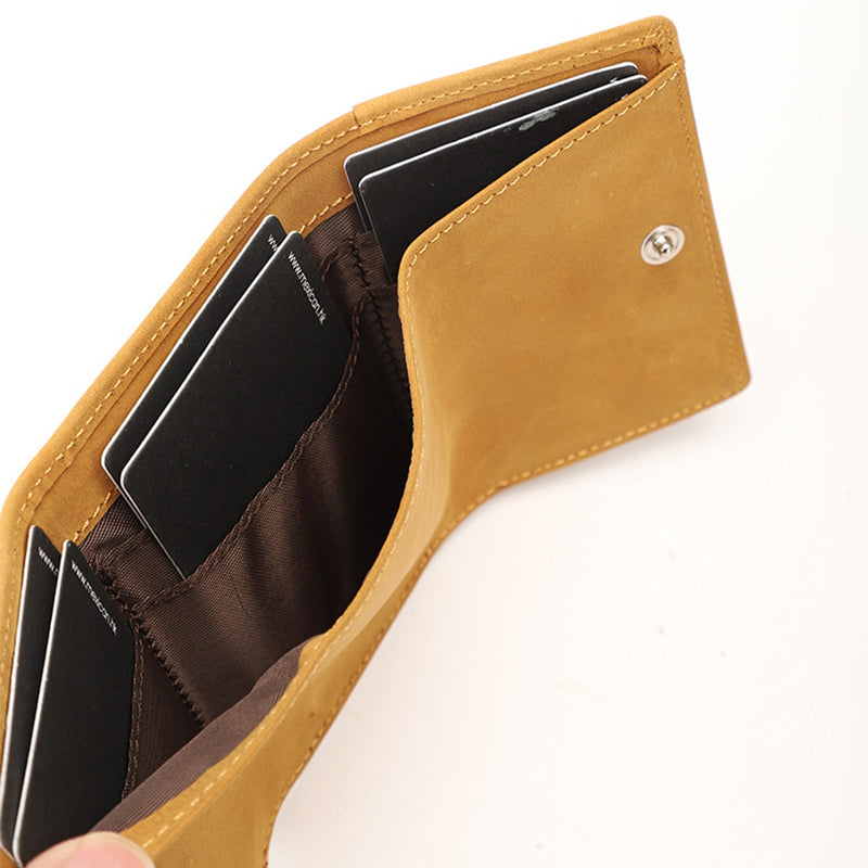 AP249 Cowhide Leather RFID Blocking Card Holder Cash Storage Bag Tri-fold Short Wallet AP249 Cowhide Leather RFID Blocking Card Holder Cash Storage Bag Tri-fold Short Wallet